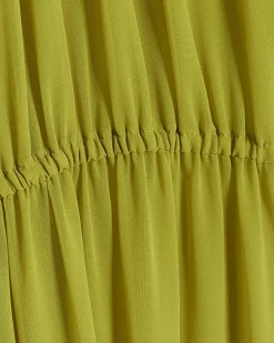 Green bow swing midi dress