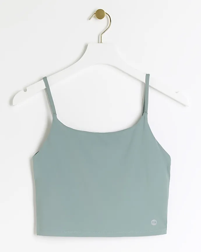Green crop vest top