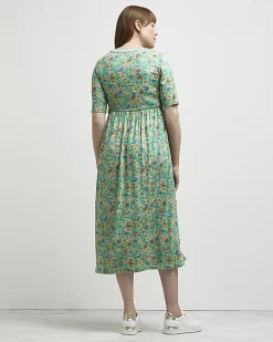 Green floral maternity midi dress