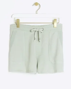 Green lyocell drawstring shorts