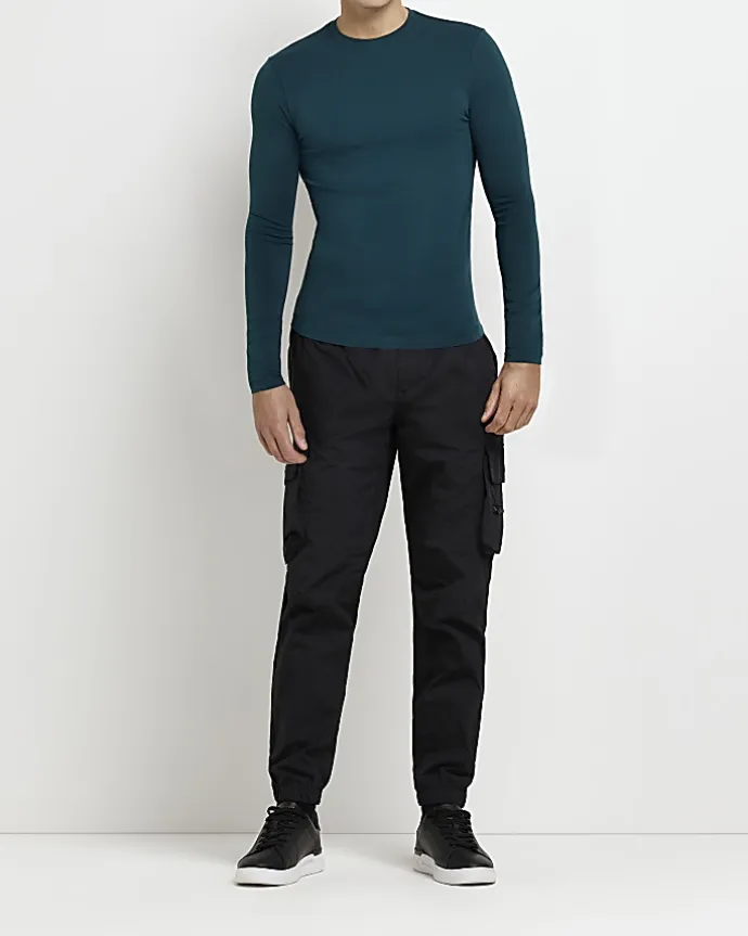 Green Muscle fit long sleeve t-shirt