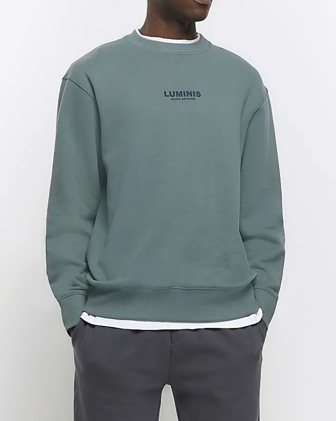 Green regular fit graphic sweatshirt