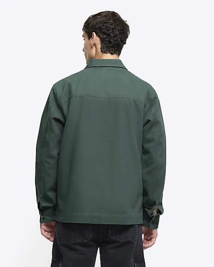 Green regular fit pocket overshirt