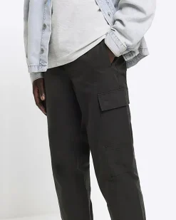 Green regular fit seam cargo trousers