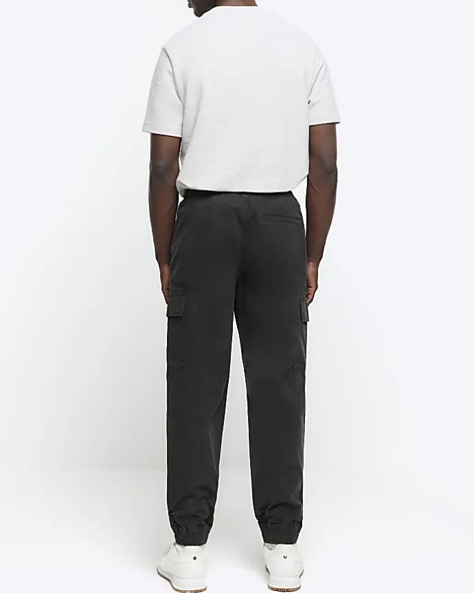 Green regular fit seam cargo trousers