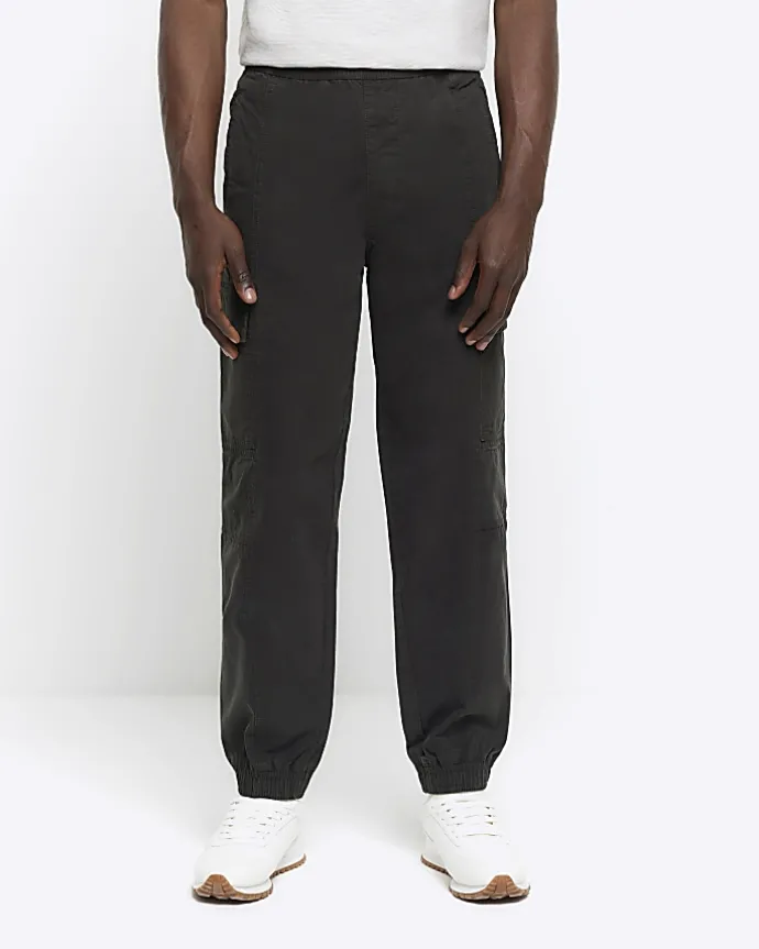 Green regular fit seam cargo trousers