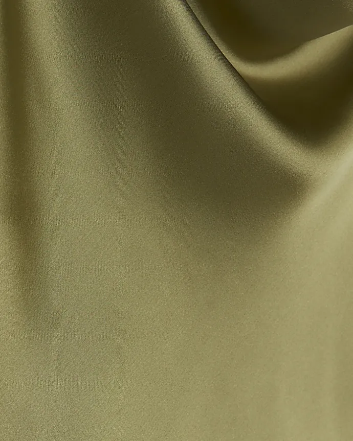 Green satin cowl neck cami top