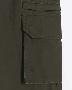 Green slim fit ripstop cargo trousers