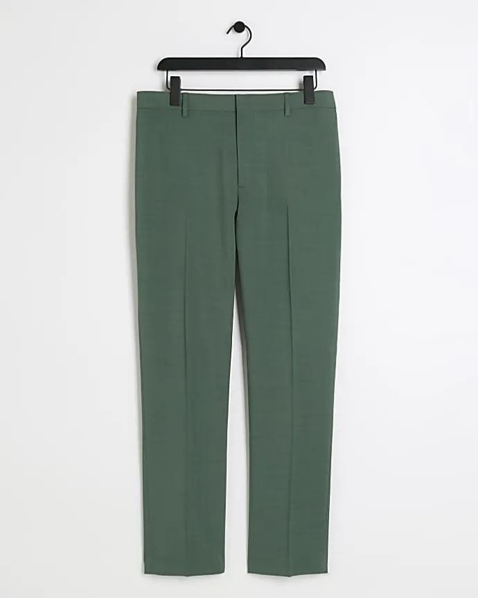 Green slim fit suit trousers