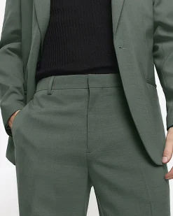 Green slim fit suit trousers