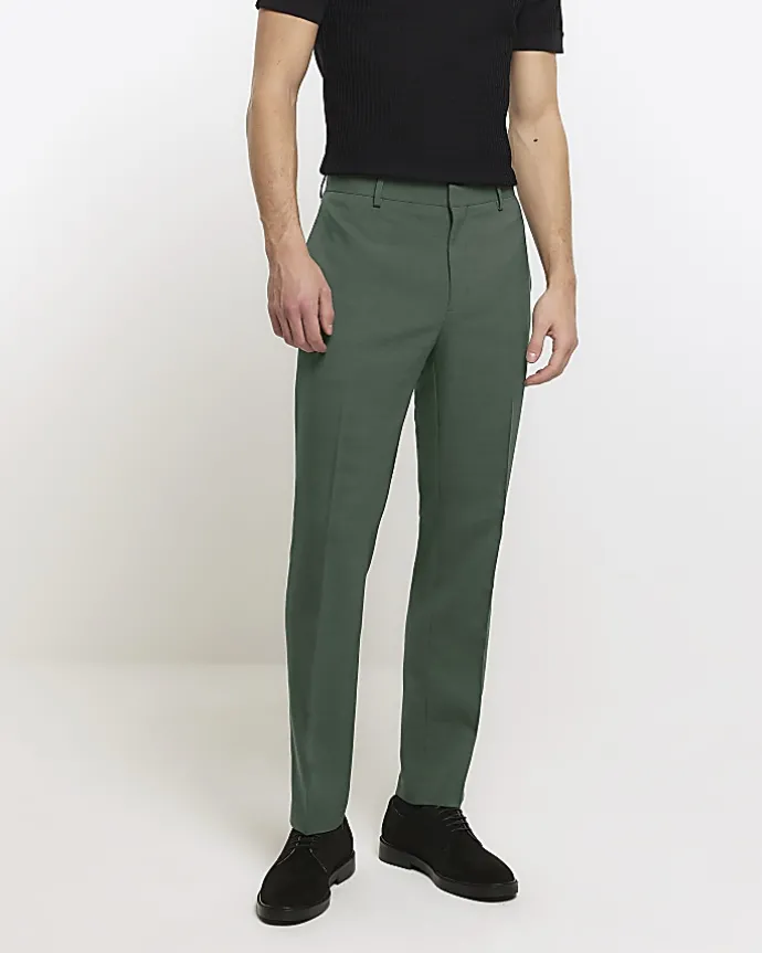 Green slim fit suit trousers