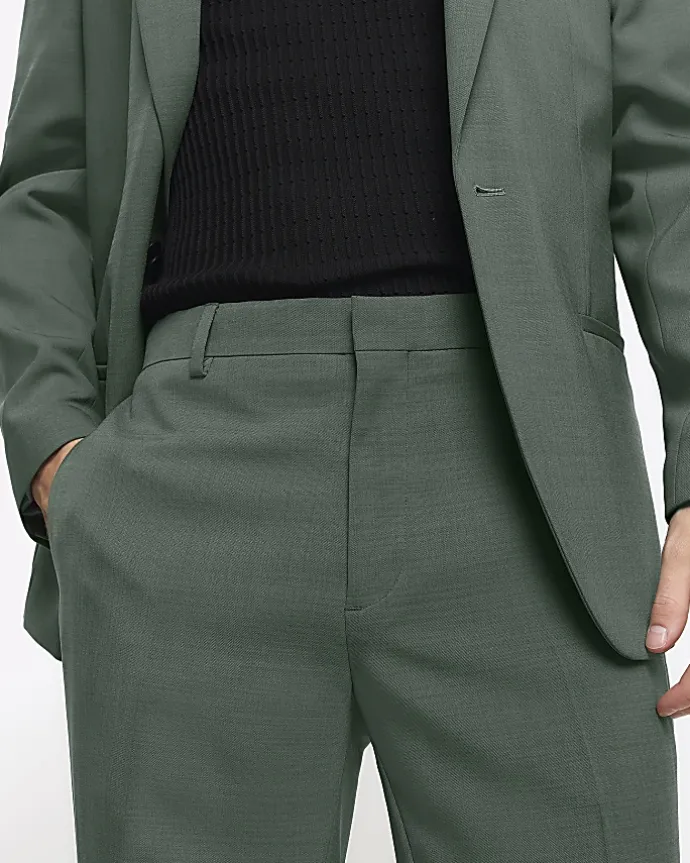 Green slim fit suit trousers