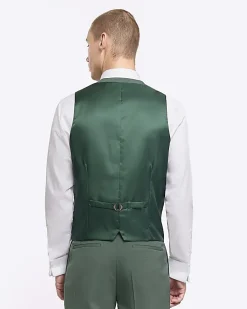 Green slim fit waistcoat