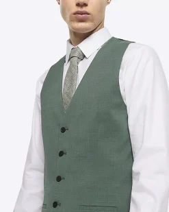 Green slim fit waistcoat