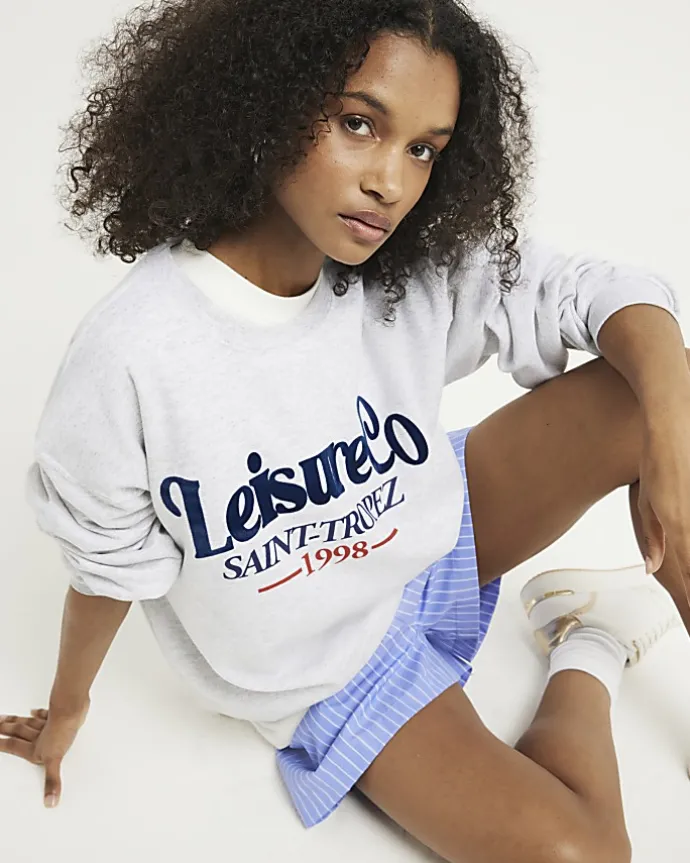 Grey embossed graphic sweatshirt