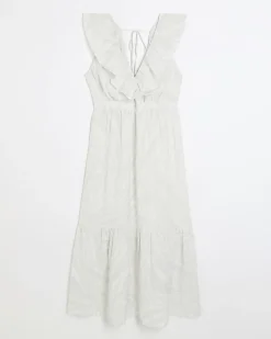 Grey frill swing maxi dress