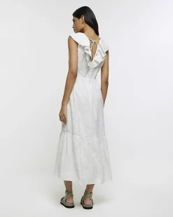 Grey frill swing maxi dress