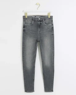 Grey high waisted bum sculpt skinny jeans