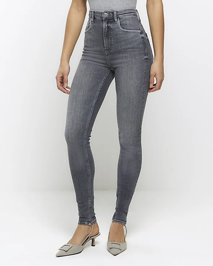 Grey high waisted bum sculpt skinny jeans