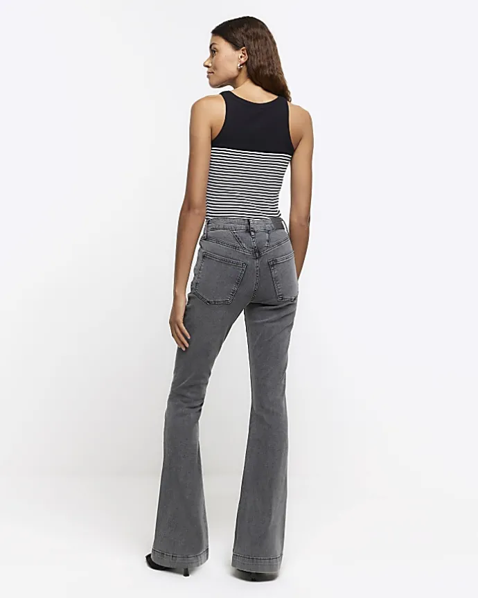 Grey high waisted tummy hold flared jeans