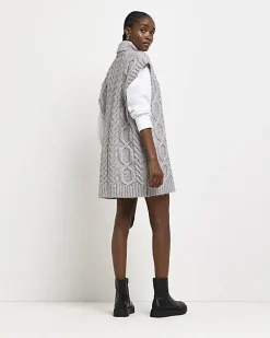 Grey jumper mini shirt dress