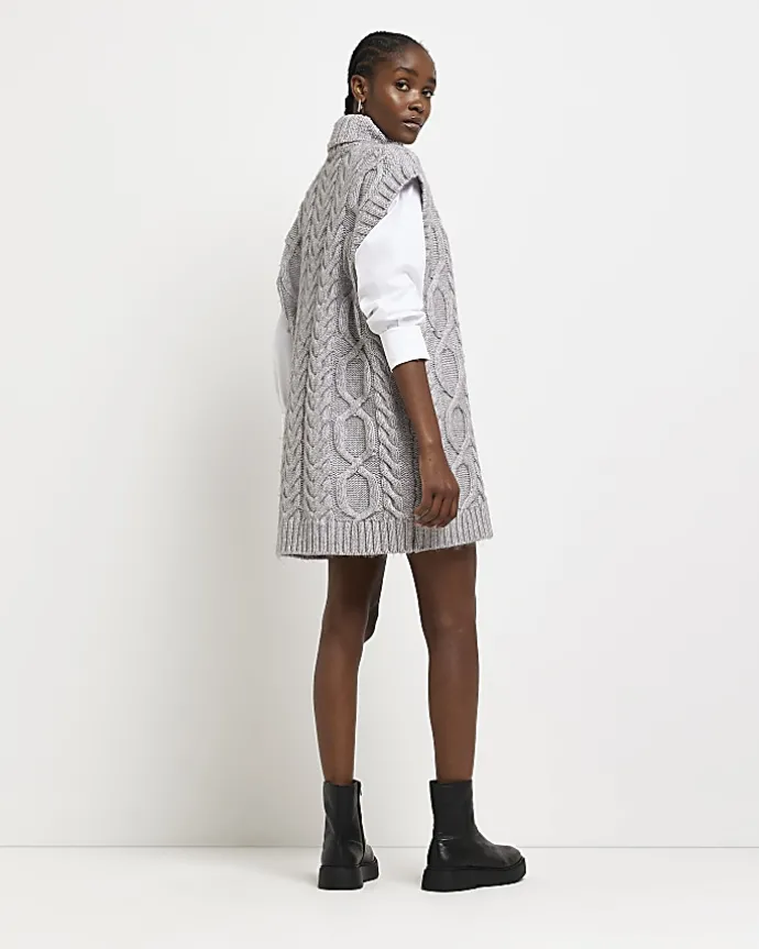 Grey jumper mini shirt dress