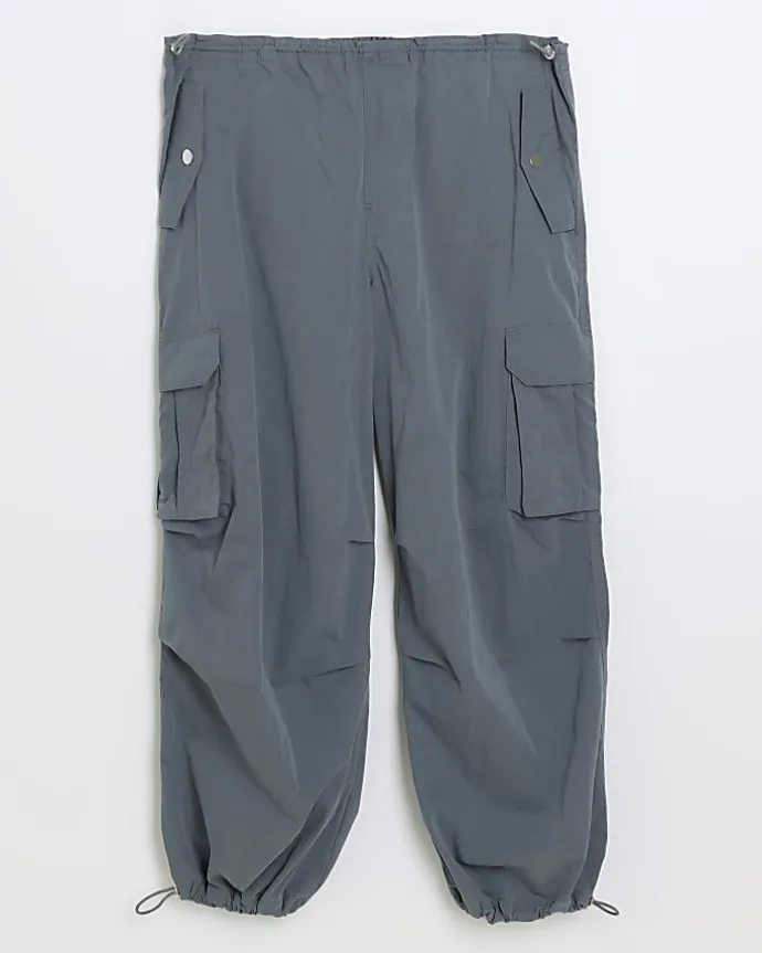 Grey parachute cargo trousers