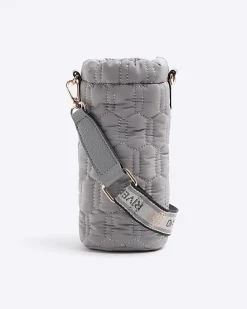 Grey quilted bottle holder bag