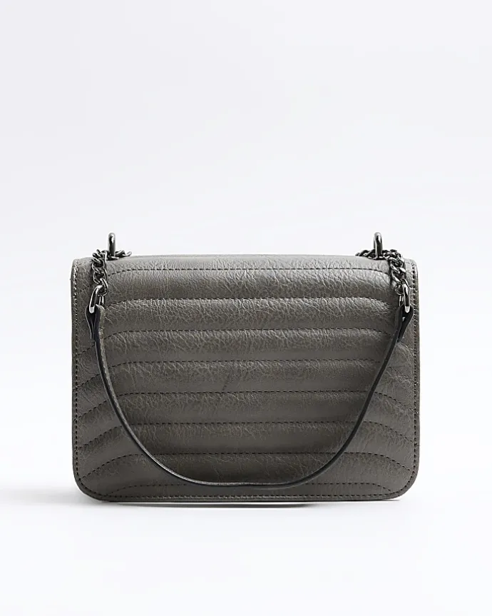 Grey quilted chain shoulder bag