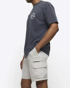 Grey regular fit cargo shorts