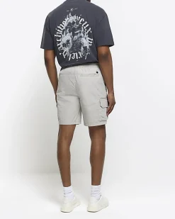 Grey regular fit cargo shorts