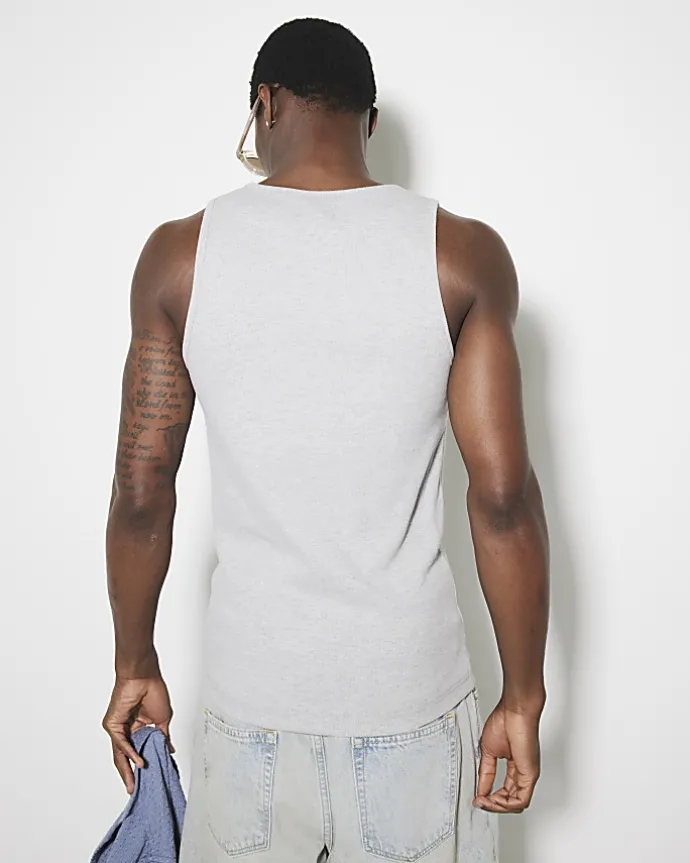 Grey regular fit rib vest