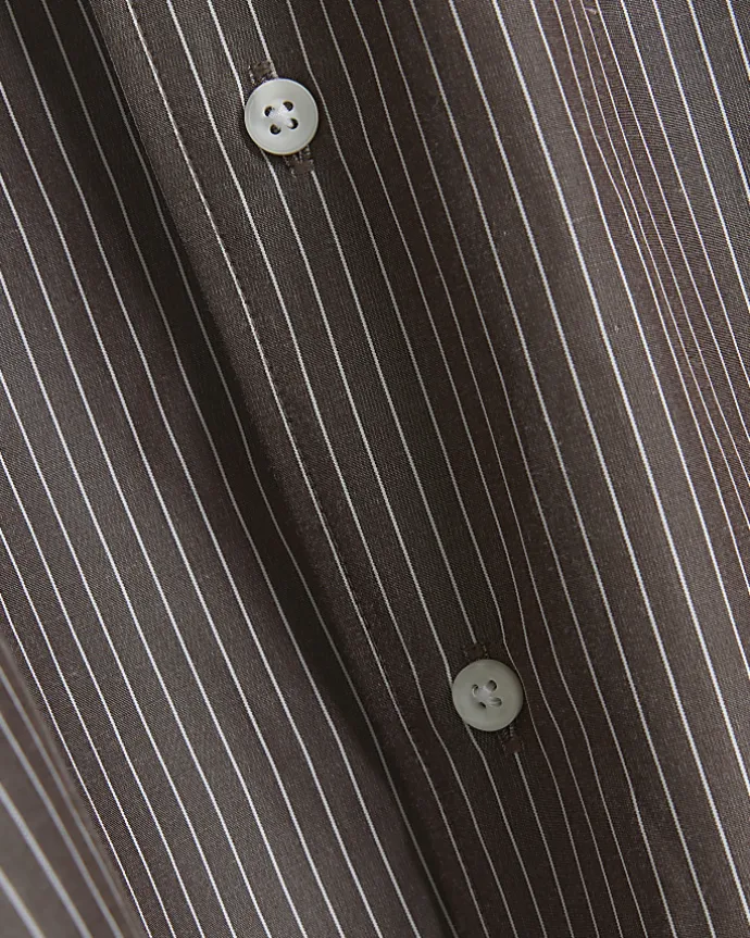 Grey regular fit stripe long sleeve shirt