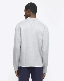 Grey regular fit zip up jumper