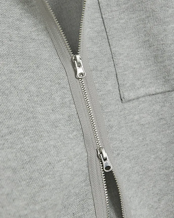 Grey regular fit zip up jumper