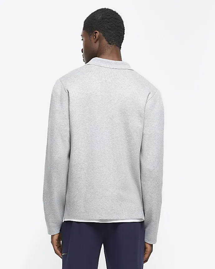 Grey regular fit zip up jumper