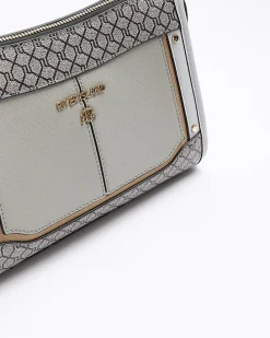 Grey RI monogram panel cross body bag