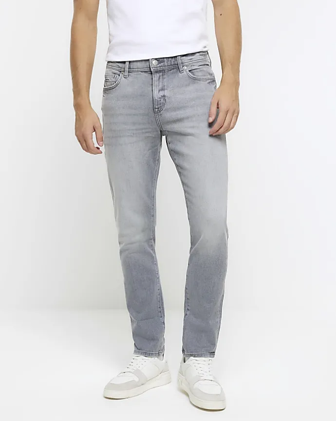 Grey skinny fit faded jeans