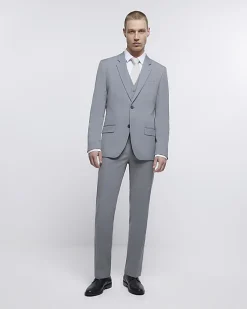 Grey skinny fit twill waistcoat