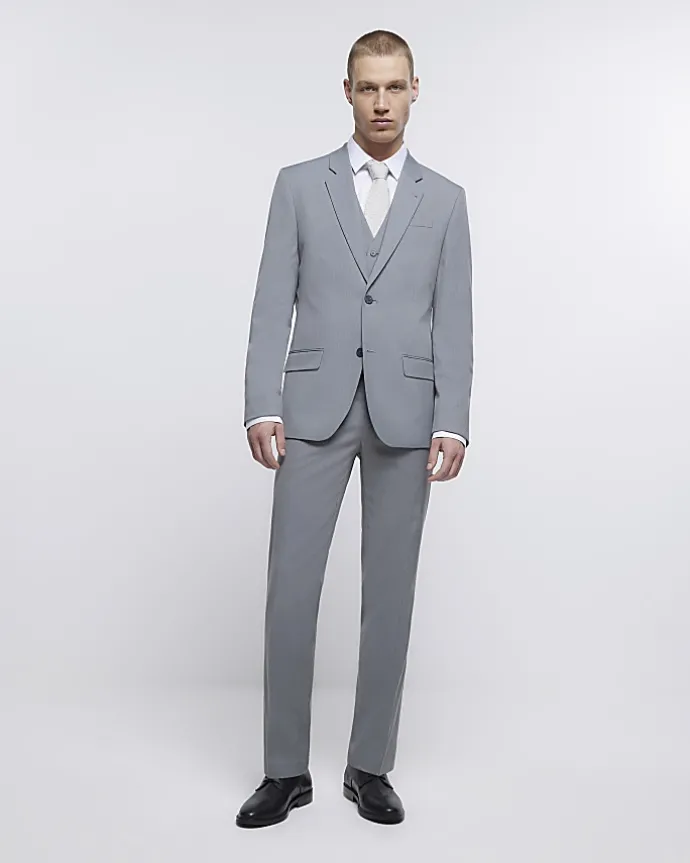 Grey skinny fit twill waistcoat