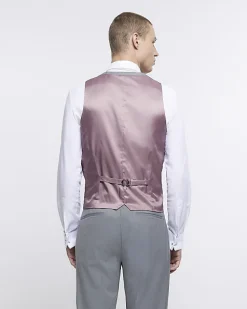 Grey skinny fit twill waistcoat