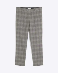 Grey slim fit check suit trousers