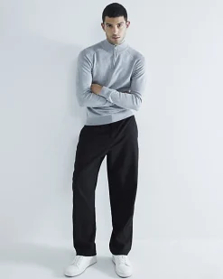 Grey slim fit half zip jumper