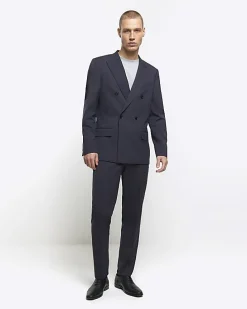 Grey slim fit herringbone suit jacket
