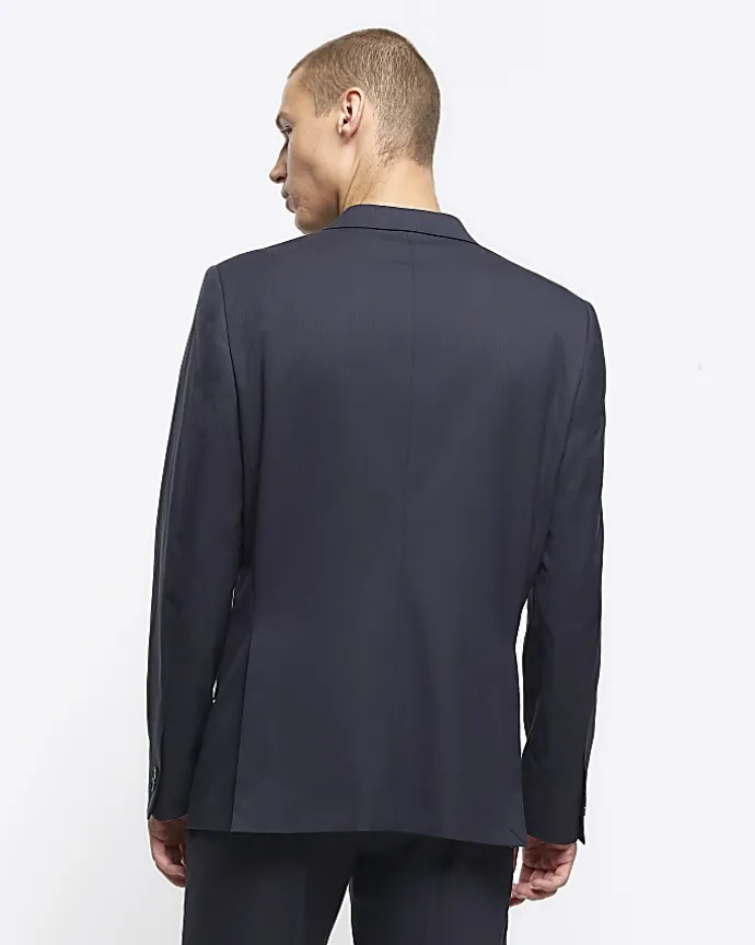 Grey slim fit herringbone suit jacket