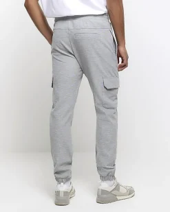 Grey slim fit smart cargo joggers