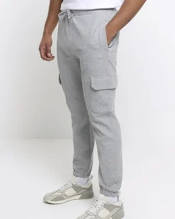 Grey slim fit smart cargo joggers