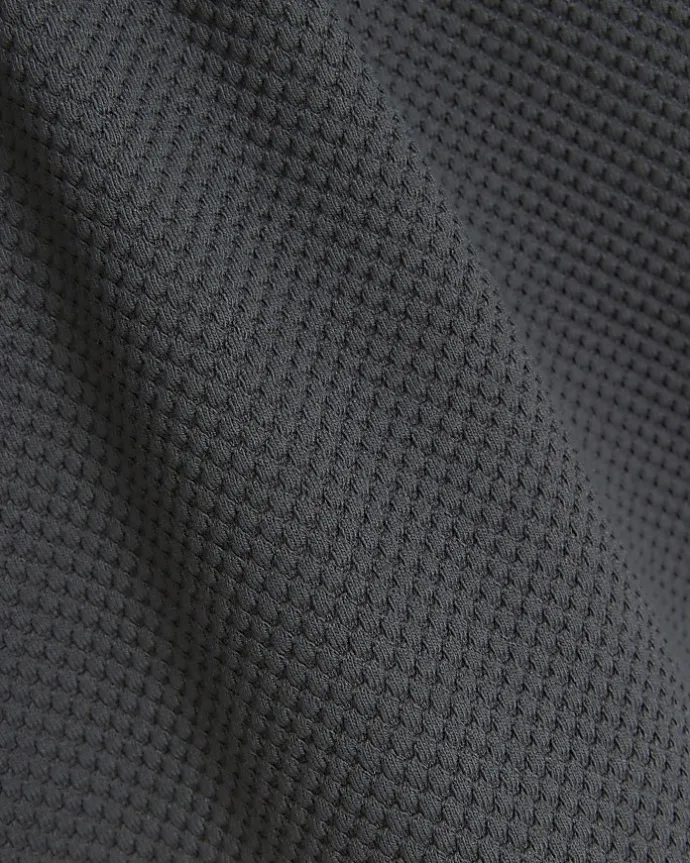 Grey slim fit textured baseball polo