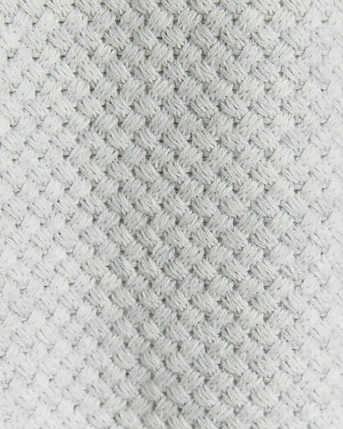 Grey slim fit textured knit t-shirt