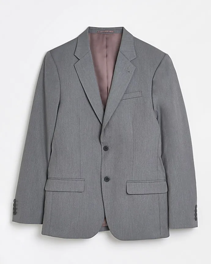 Grey Slim fit Twill Suit Jacket